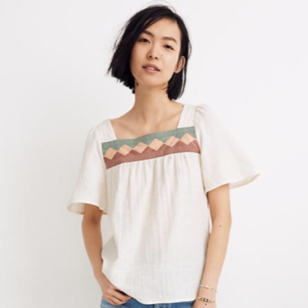 NWT Madewell Patchwork Square Neck Top